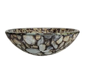Decorative Glass Vessel Sink – River Rock Pattern (Round Bowl)