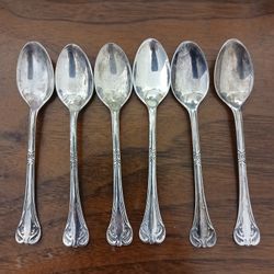 6 Cucharas De Postre .Plata 925 Cifradas