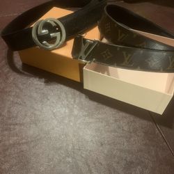 2 Designer Belts Gucci Louis Vuitton