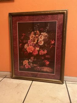 Large Framed Floral Wall Art