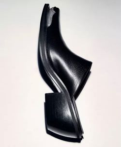 MNG by Mango Black Leather Western Metallic-Toe Mules – EU 38 – Worn Once