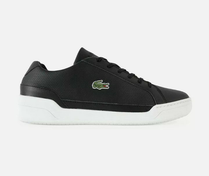 Lacoste CHALLENGE 319 5 Mens Soft Genuine Leather Lace-Up Tennis Trainers Black