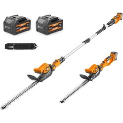 Alloyman 20V 2-in-1 Cordless Pole & Handheld Hedge Trimmer,Electric Hedge Trimmer with 2 Packs 4.0Ah Battery & Charger,8.5-Feet Reach, 11 Rotating Hea