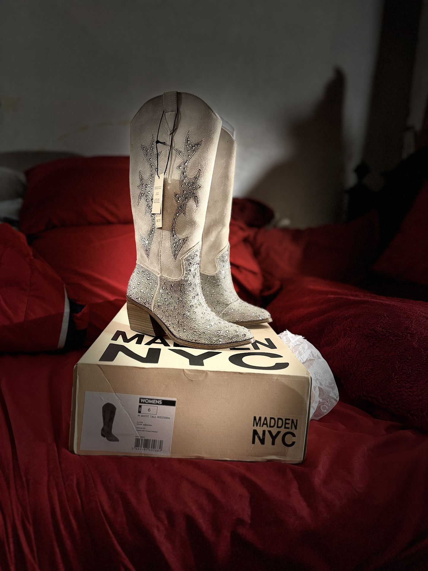 Cowboy Boots, Medium Block Glitter, 6