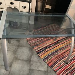 Glass and metal computer desk