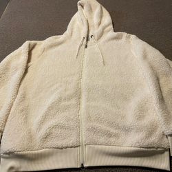 Cream Daisy Fuentes Faux Sherpa Hoodie