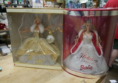 lot 2 special celebration edition holiday 2000 & 2001 Barbie's collectible 