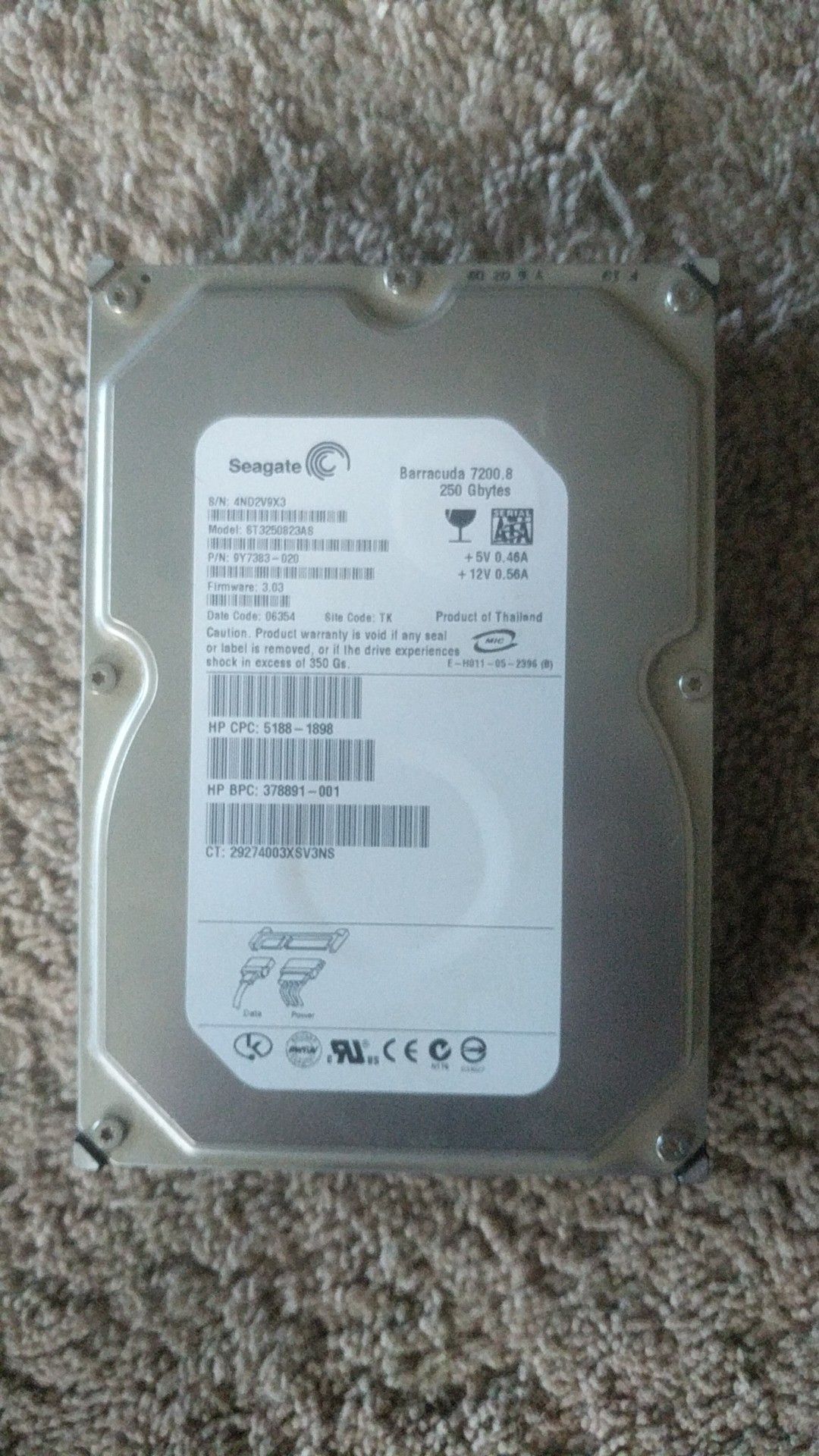 250Gb hard drive