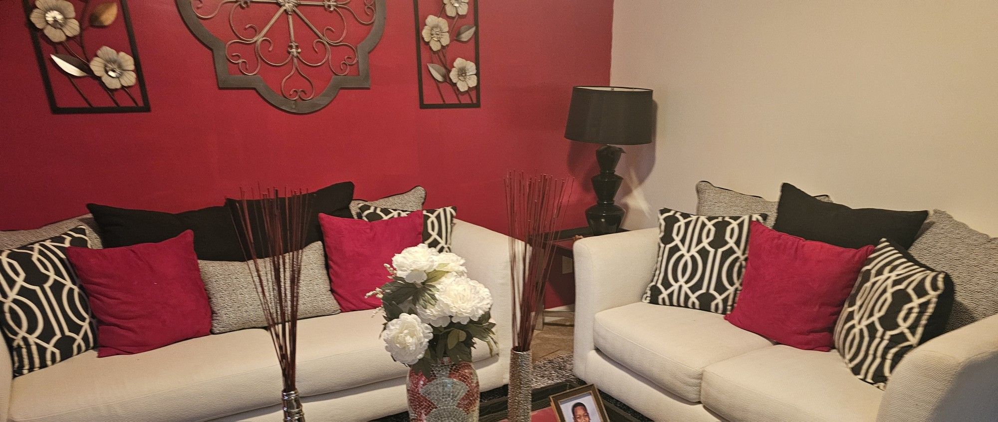 Red And White furniture Set