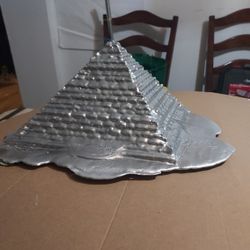 Silver Painted Pyramid Sculpture 9.5"x9.5"