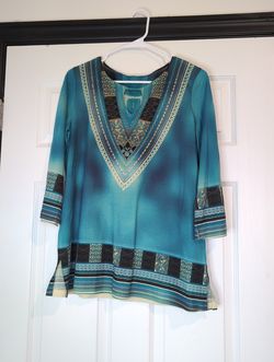 Medium bright blue rhinestone top
