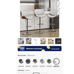 Set of 3 Adjustable Swivel Bar Stools