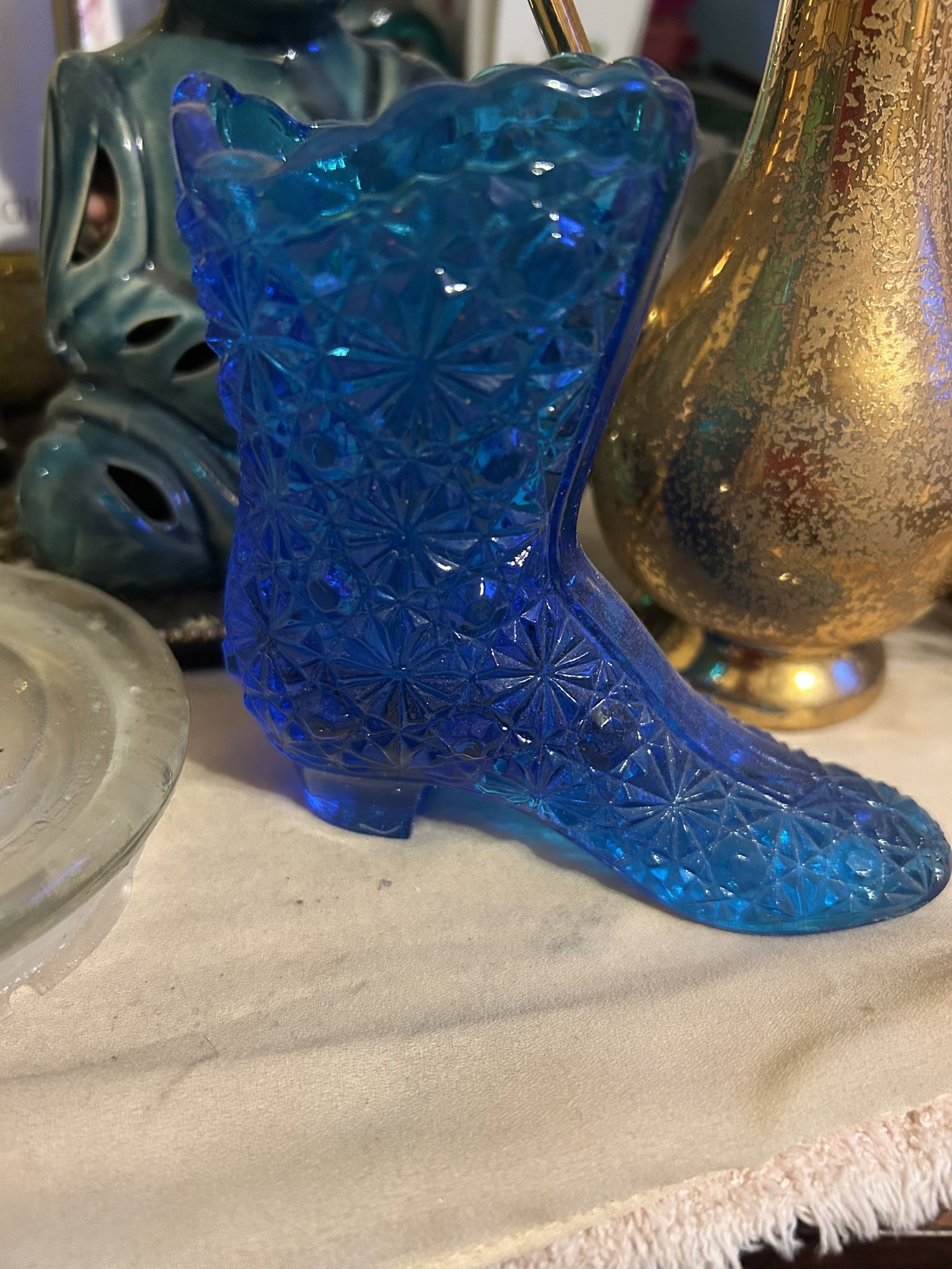 Beautiful Cobalt Blue Antique Glass Cowboy Boot