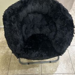 Urban Shop Oversized Mongolian Faux Fur Saucer Chair, Black