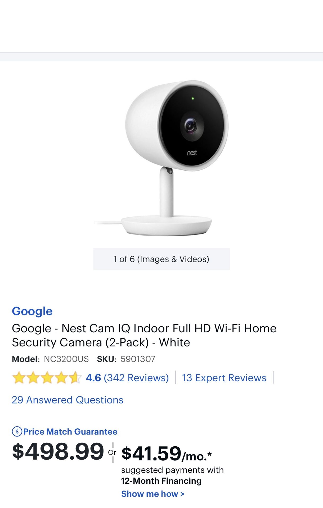 Nest Cam Indoor Security Camera 2pack