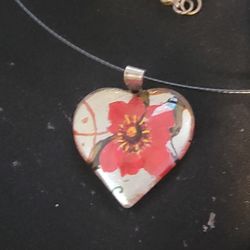 Poppy blown glass necklace