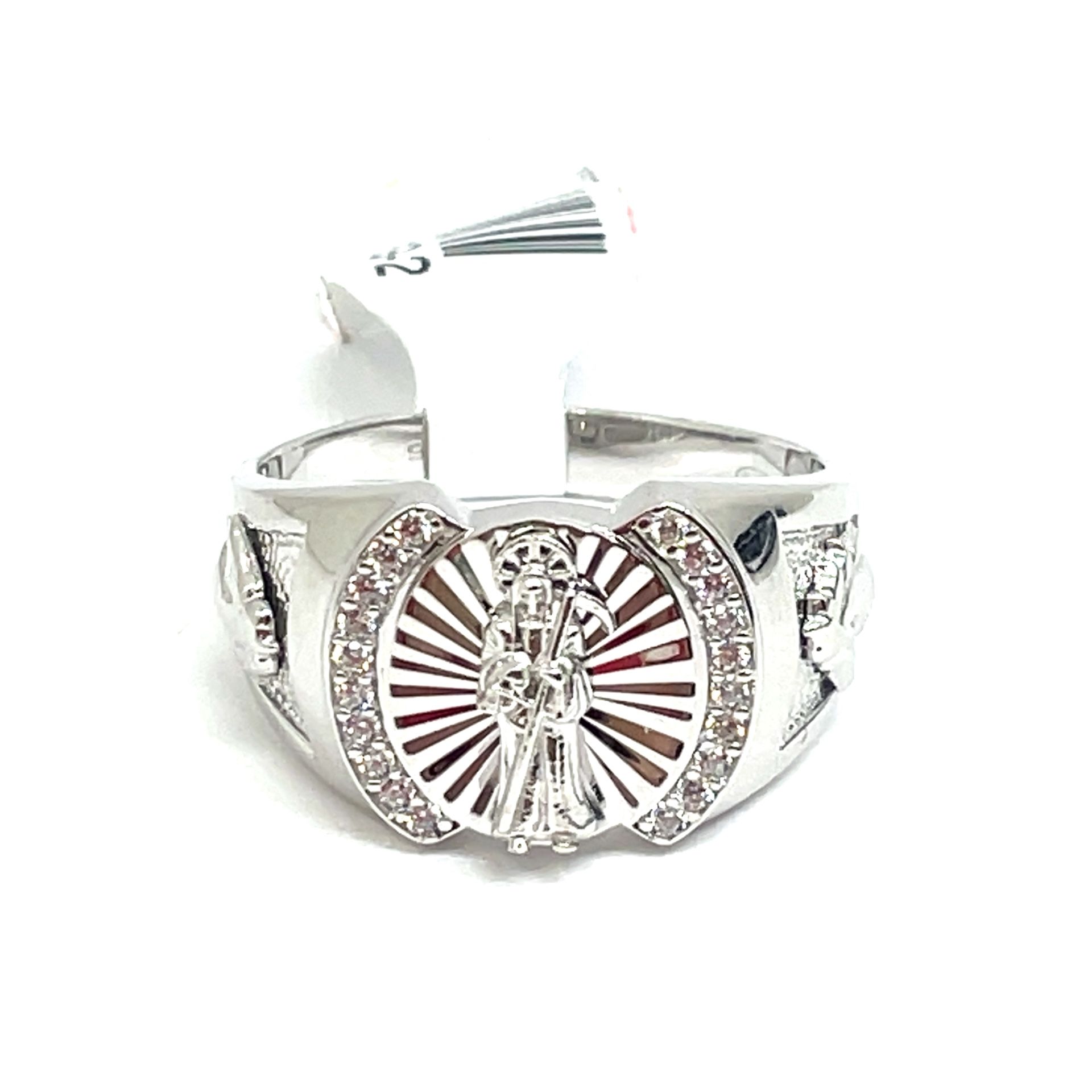 925 Sterling Silver CZ Santa Muerte Ring 6.50g Size 11 188469/2