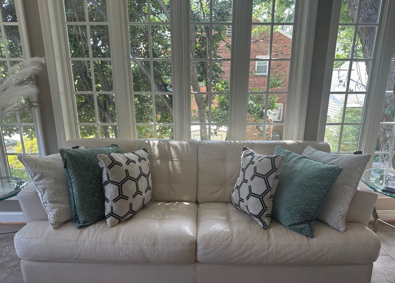 White Leather Sofa Cindy Crawford Home