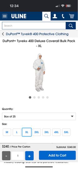 DuPont Tyvek 400 Deluxe Coverall XL – Box of 25