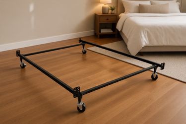 Black like new adjustable twin-full queen metal bedframe #30 .