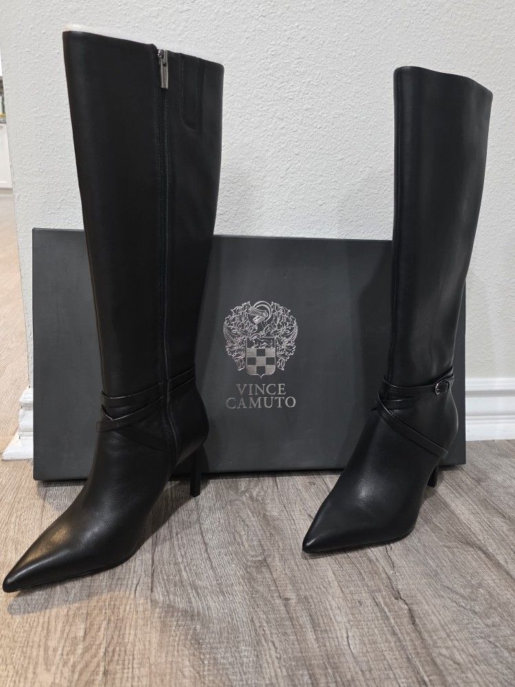 Vince Camuto Salsuh Women’s Knee High Leather Boots Black Sz 8M