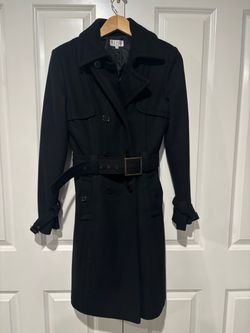 Togs Soho Black Trench Coat Size 6 Like New