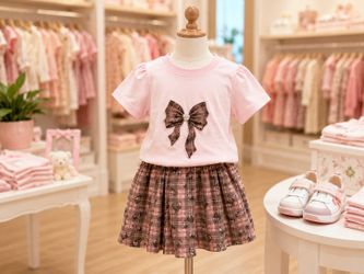 🌸 Plaid Bow Girls Outfit Set 🌸