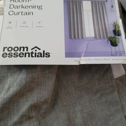 ROOM ESSENTIALS Curtain Panel NWT 42" x 63" Thermal Room Darkening Gray