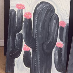 Original Cactus Painting Signed By Artist A.R.