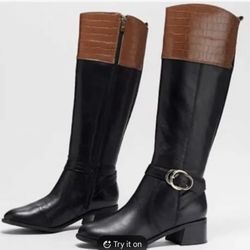 Marc Fisher wide calf leather tall shaft boots marc fisher hailin wide calf leather tall shaft bootsa