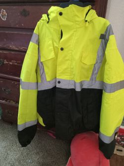 Hi-Vis Safety Bomber Jacket with Hood
