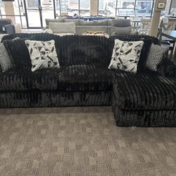 Black comfy corduroy sectional 