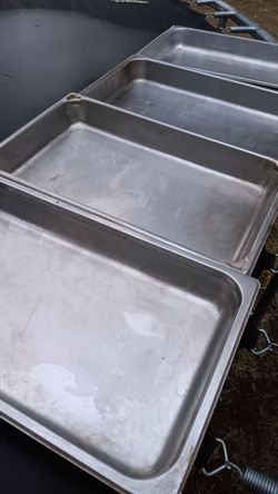 Steel Food Trays 21 in. X 13 in. X 2.5 in. USED QTY (4)