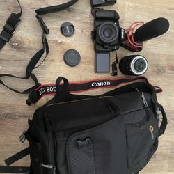 Canon EOS 80D Pro Bundle – Like New! Rode Mic, Extra Lens, Lowepro Backpack  