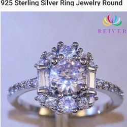 Stunning GENUINE SOLID STERLING SILVER crystal ring