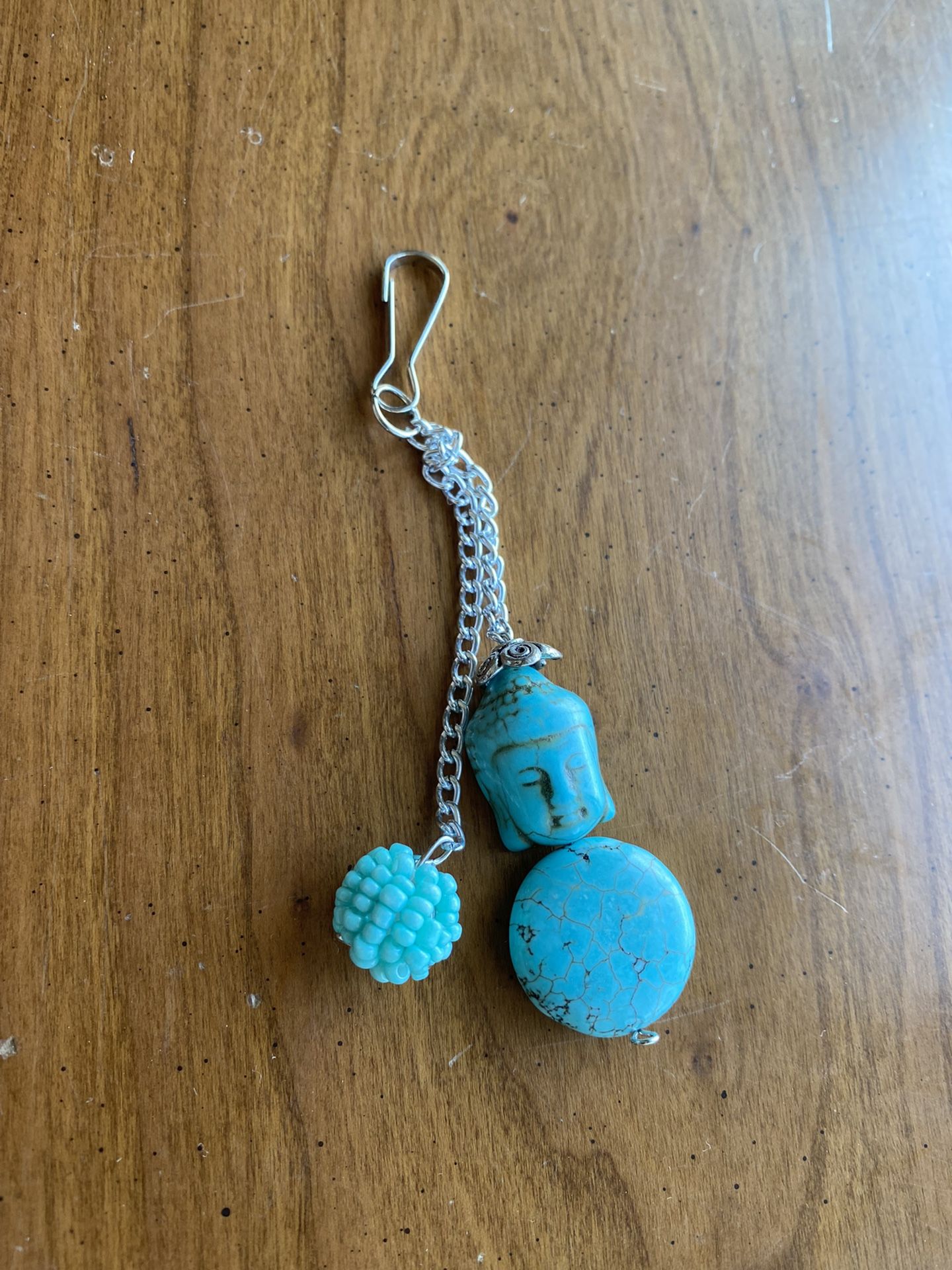 Buddha natural stone turquoise purse charm key charm backpack preowned like new #stone #turquoise #buddha #charm