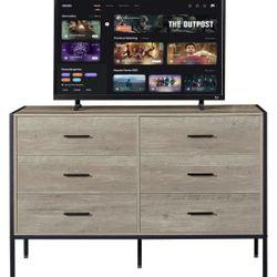 Drawers 6 Hallway Wood Storage Cabinet,Household Items Sideboard Cabinet,TV Cabinet for Living Room (Gray, 31" H)
