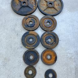 215lb Rusty Olympic Weight Plate Set Made In USA 