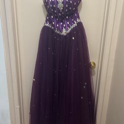 Purple Corset Puffy Prom Dress