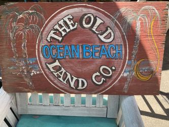 Vintage O.B. Ocean Beach wooden sign