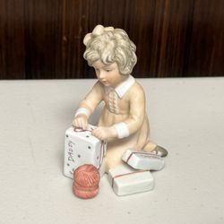 Enesco Vintage Porcelain Girl with gift for Dad