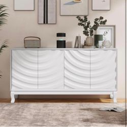 Elegant Sideboard Featuring Sophisticated Wavy Pattern Doors with Arched Groove D-40