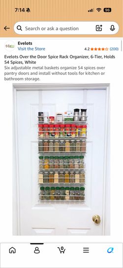 Over the door spice rack