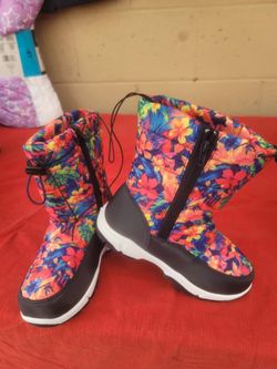 Toddler Girls Warm Insulated Waterproof Winter Rain Snow Boots, 