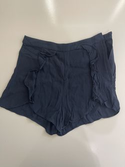 H&M Navy Blue Ruffle Trim Flowy Shorts - Size 6