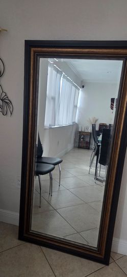 Wood Full Length Mirror 67"x32", Large Solid Wood Frame Floor Mirror