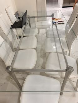 Diner Table For 8 Glass And Aluminum