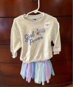 Old Navy Girl Power Graphic Sweatshirt and Tutu Skirt 2-Piece Set 2T