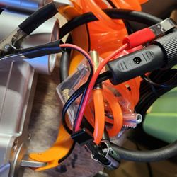 Tire Inflator Air Compressor, 150PSI 12V DC Double Cylinders Heavy Duty Portable Air Pump w/Emergency LED Light for Truck, SUV, Car, RV