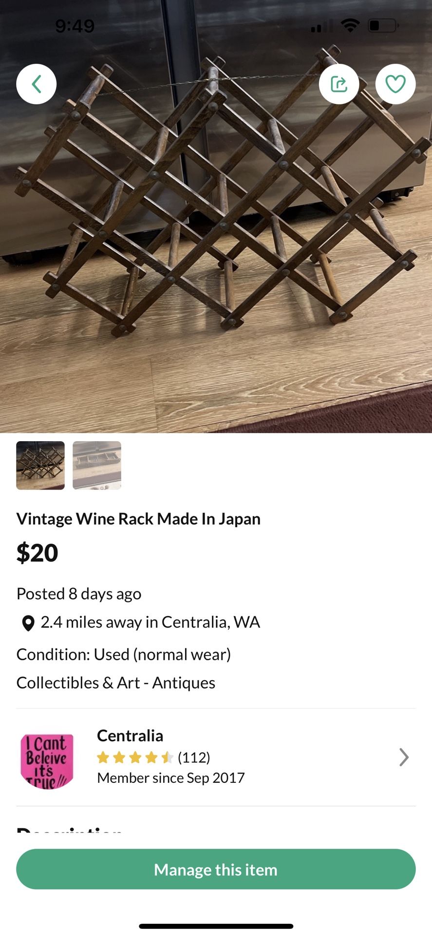 Vintage Wine Rack 18$ Only